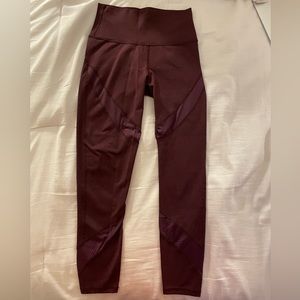 Aerie Maroon Leggings with Mesh Detail